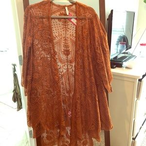 Burnt orange lace overlay